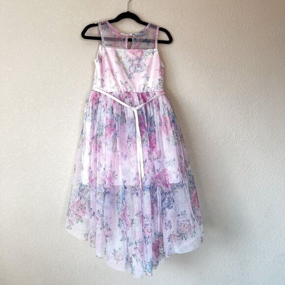 Zenzi Girls Floral Spring Hi-Low Hem Dress Size 6 - Picture 5 of 6
